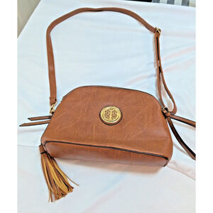 Sam & Hadley purse brown tassels vegan friendly - faux leather compartments zips